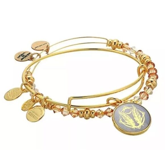 Alex and Ani Godspeed Art Infusion Crescent Moon, Feathers and Beads Bangle Set - Picture 15 of 16